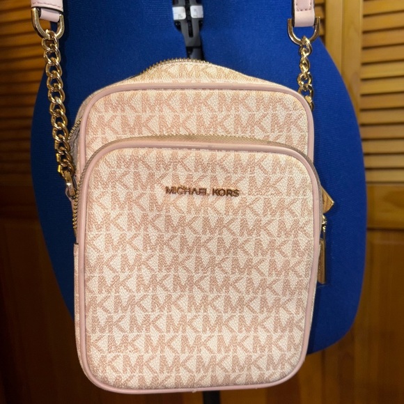 Michael Kors Beige and Pink Crossbody Bag - Picture 1 of 4
